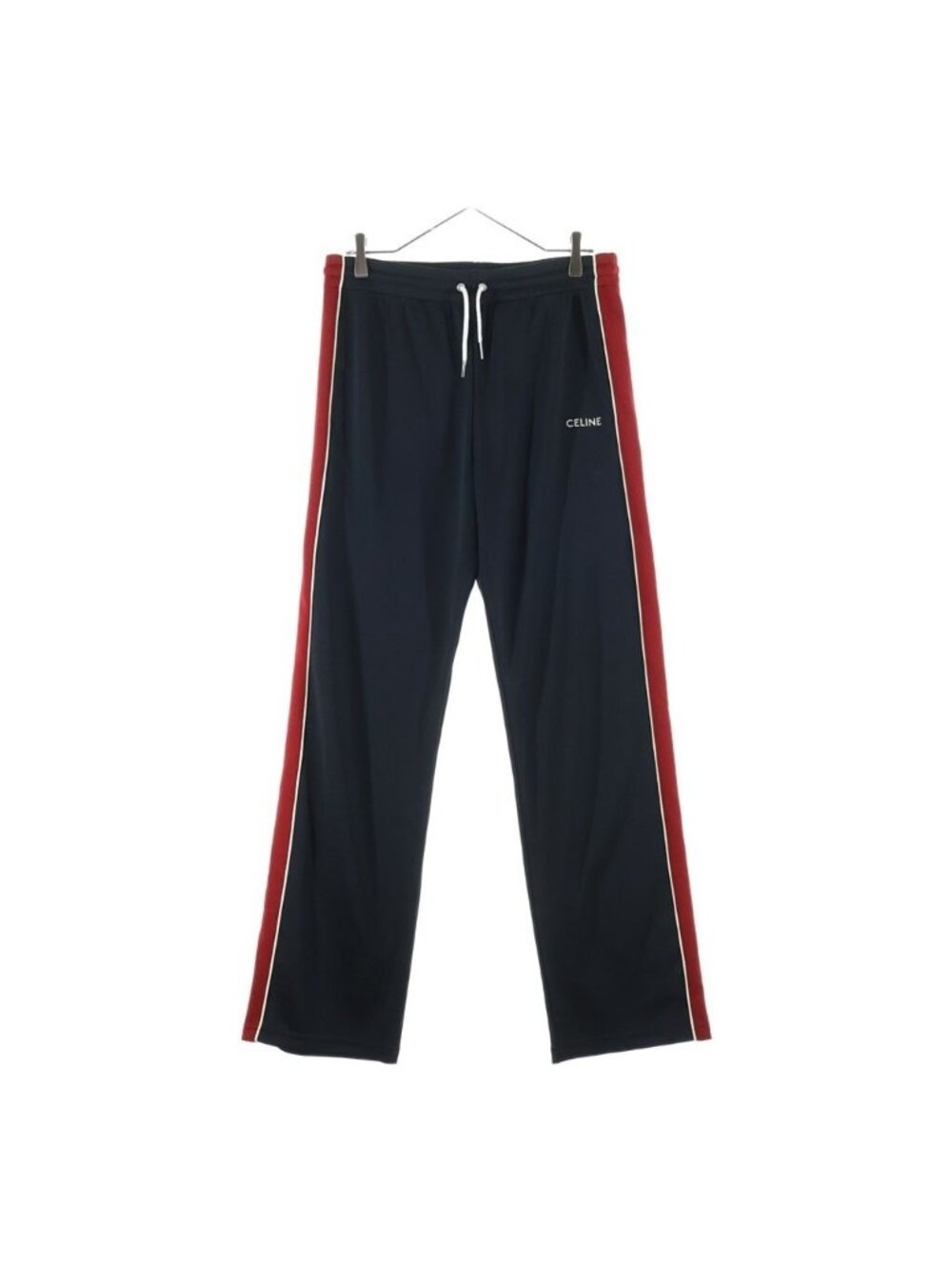 Celine Double Face Jersey Side Line Track Long Pants Black Red